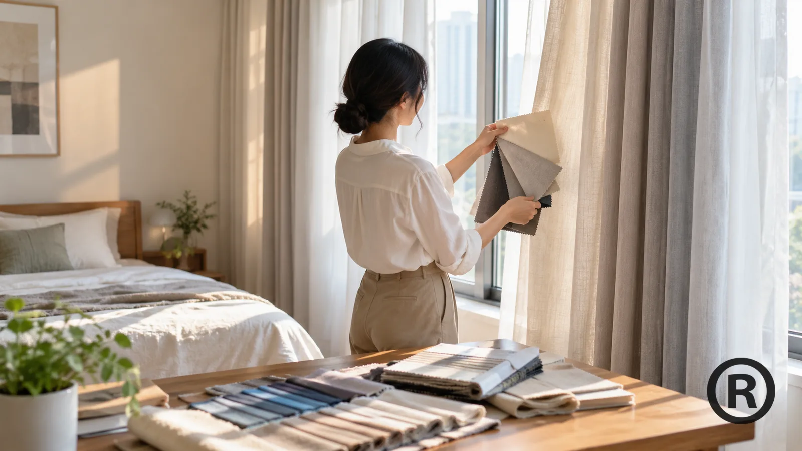 Quy trình chọn mẫu và đặt may rèm cửa chuẩn xác tại Remcuavn – Mẫu rèm cửa sổ phòng ngủ nhỏ giúp tiết kiệm diện tích