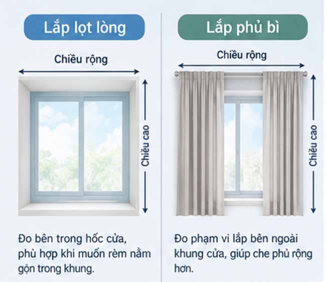 Sự khác nhau giữa đo lọt lòng và phủ bì cửa sổ
